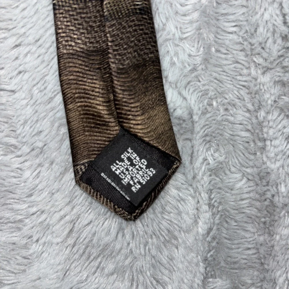 J. Ferrar Brown Multicolor Earth‎ Tone Striped Made In USA Silk Tie 56